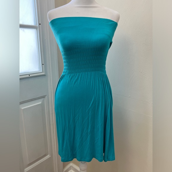 bebe Dresses & Skirts - Bebe Sport Strapless Mini Dress in Blue. Size XS